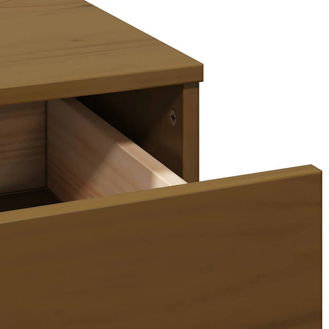 vidaXL Dressing Table Set with a Mirror Honey Brown Solid Wood Pine
