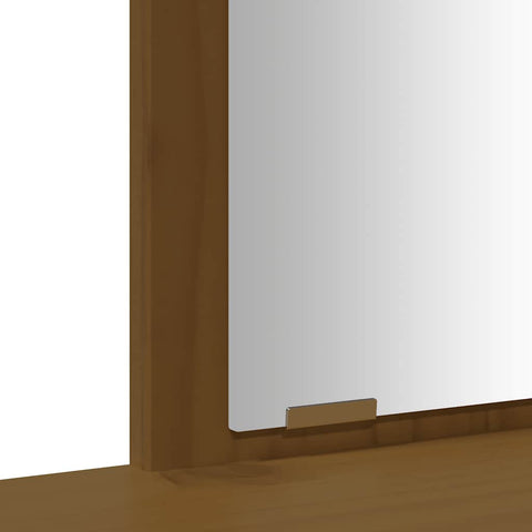 vidaXL Dressing Table Set with a Mirror Honey Brown Solid Wood Pine