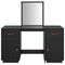 vidaXL Dressing Table Set with a Mirror Black Solid Wood Pine