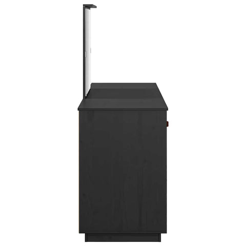vidaXL Dressing Table Set with a Mirror Black Solid Wood Pine