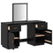 vidaXL Dressing Table Set with a Mirror Black Solid Wood Pine