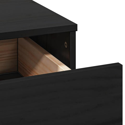 vidaXL Dressing Table Set with a Mirror Black Solid Wood Pine