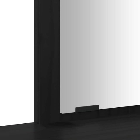 vidaXL Dressing Table Set with a Mirror Black Solid Wood Pine