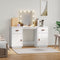 vidaXL Dressing Table Set with LED White Solid Wood Pine