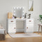 vidaXL Dressing Table Set with LED White Solid Wood Pine