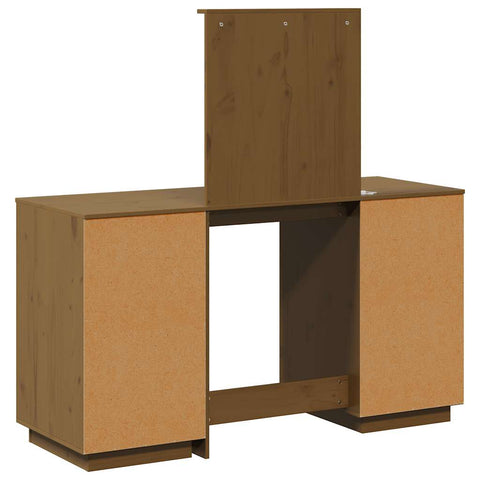 vidaXL Dressing Table Set with LED Honey Brown Solid Wood Pine