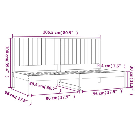 vidaXL Day Bed without Mattress 90x200 cm Solid Wood Pine