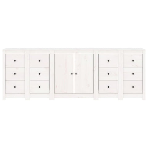 vidaXL Sideboard White 230x35x80 cm Solid Wood Pine