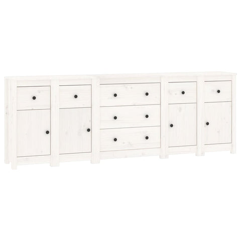 vidaXL Sideboard White 230x35x80 cm Solid Wood Pine