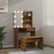 vidaXL Dressing Table Set with LED Smoked Oak Engineered Wood