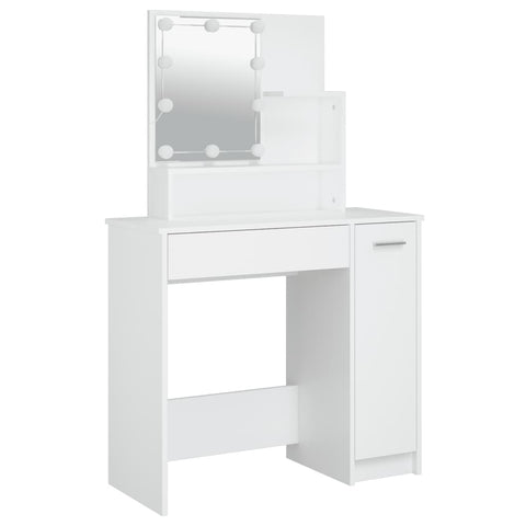 vidaXL Dressing Table Set with LED White Engineered Wood