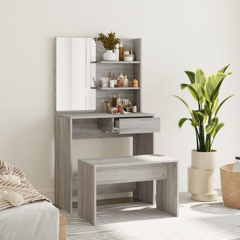 vidaXL Dressing Table Set Grey Sonoma 74.5x40x141 cm