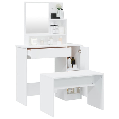 vidaXL Dressing Table Set White 86.5x35x136 cm