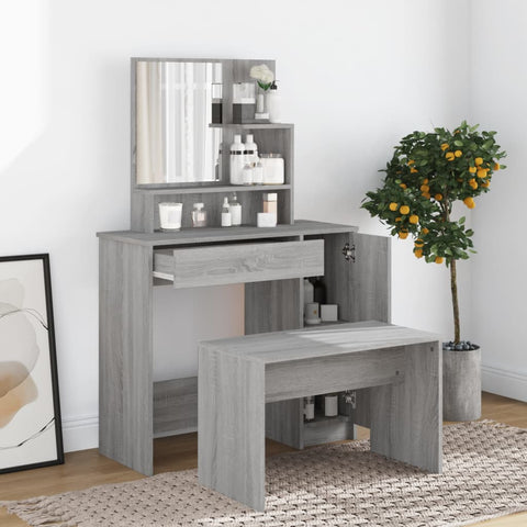 vidaXL Dressing Table Set Grey Sonoma 86.5x35x136 cm