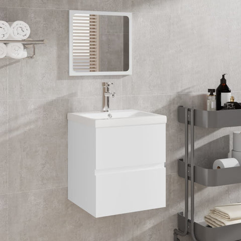 vidaXL Bathroom Sink Cabinet with Basin and Mirror White