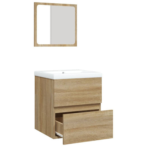 vidaXL Bathroom Sink Cabinet with Basin and Mirror Sonoma Oak