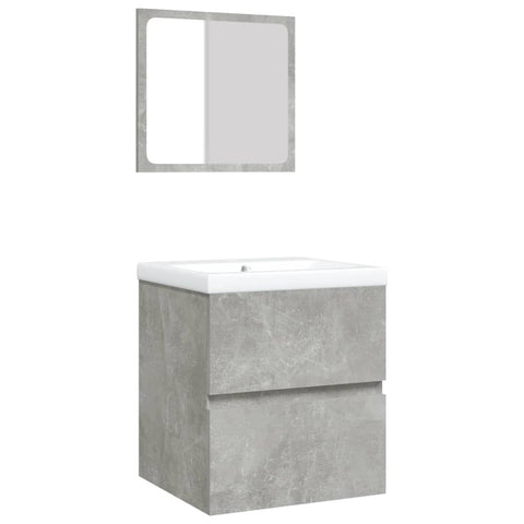 vidaXL Bathroom Sink Cabinet with Basin and Mirror Concrete Grey