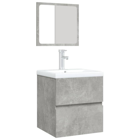 vidaXL Bathroom Sink Cabinet with Basin and Mirror Concrete Grey
