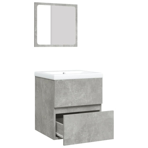 vidaXL Bathroom Sink Cabinet with Basin and Mirror Concrete Grey