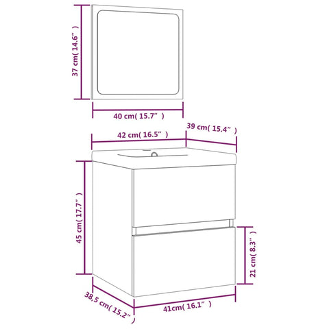 vidaXL Bathroom Sink Cabinet with Basin and Mirror Concrete Grey