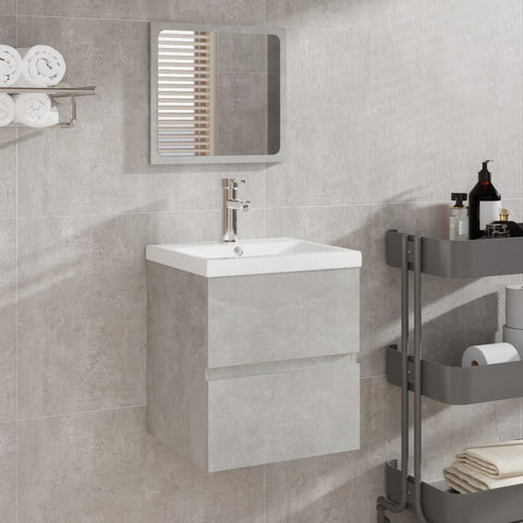vidaXL Bathroom Sink Cabinet with Basin and Mirror Concrete Grey