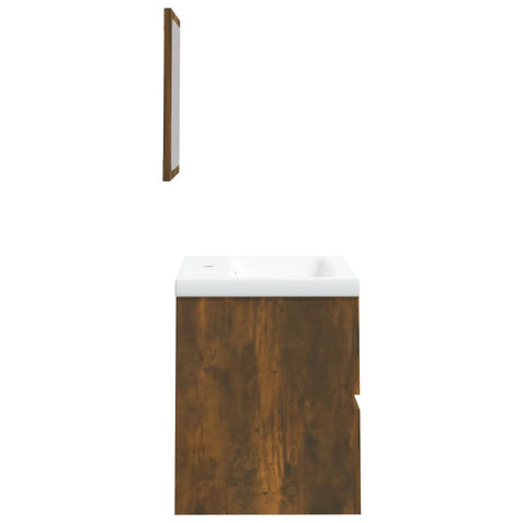 vidaXL Bathroom Sink Cabinet with Basin and Mirror Smoked Oak