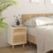 vidaXL Bedside Cabinets 2 pcs White Solid Wood Pine and Natural Rattan