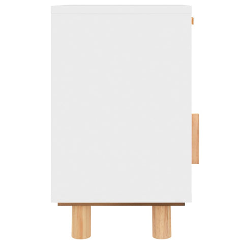 vidaXL Bedside Cabinets 2 pcs White Solid Wood Pine and Natural Rattan