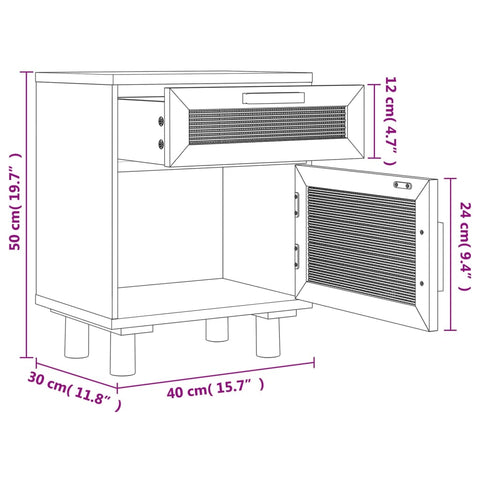 vidaXL Bedside Cabinets 2 pcs White Solid Wood Pine and Natural Rattan