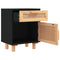 vidaXL Bedside Cabinet Black Solid Wood Pine and Natural Rattan