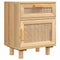 vidaXL Bedside Cabinet Brown Solid Wood Pine and Natural Rattan