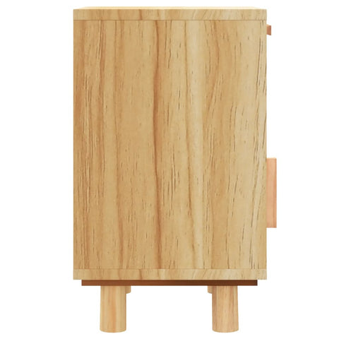 vidaXL Bedside Cabinet Brown Solid Wood Pine and Natural Rattan
