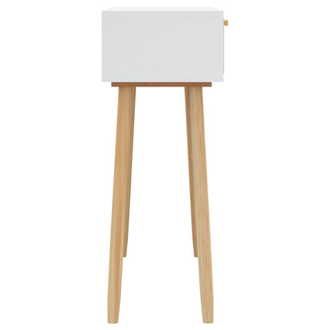 vidaXL Console Table White 80x30x75 cm Solid Wood Pine&Natural Rattan