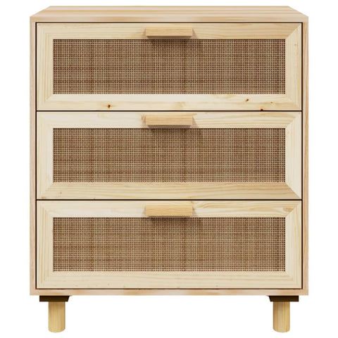 vidaXL Sideboard Brown 60x30x70 cm Solid Wood Pine and Natural Rattan