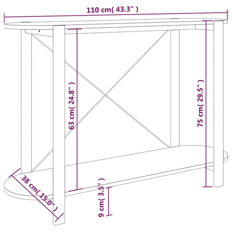 vidaXL Console Table Black 110x38x75 cm Engineered Wood