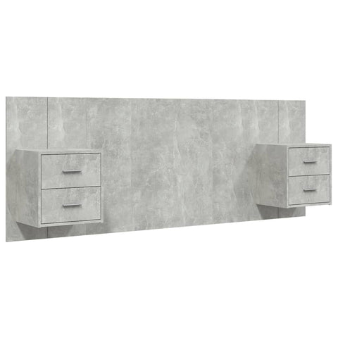 vidaXL Bed Headboard with Cabinets Concrete Grey Engineered Wood