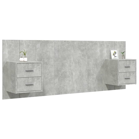 vidaXL Bed Headboard with Cabinets Concrete Grey Engineered Wood