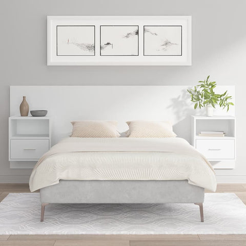 vidaXL Bed Headboard with Cabinets White Engineered Wood