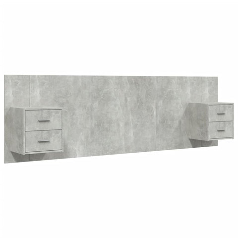 vidaXL Bed Headboard with Cabinets Concrete Grey Engineered Wood