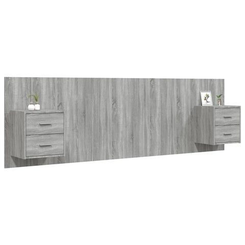 vidaXL Bed Headboard with Cabinets Grey Sonoma Engineered Wood