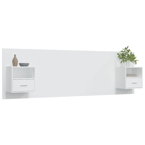 vidaXL Bed Headboard with Cabinets White Engineered Wood