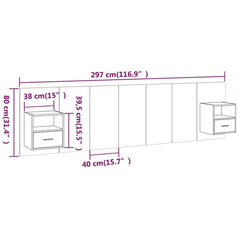 vidaXL Bed Headboard with Cabinets Concrete Grey Engineered Wood