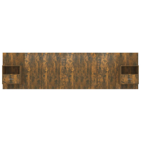 vidaXL Bed Headboard with Cabinets Smoked Oak Engineered Wood