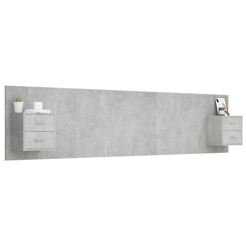 vidaXL Bed Headboard with Cabinets Concrete Grey Engineered Wood