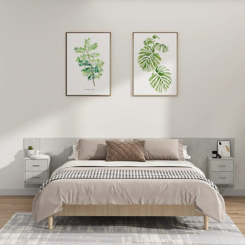 vidaXL Bed Headboard with Cabinets Concrete Grey Engineered Wood