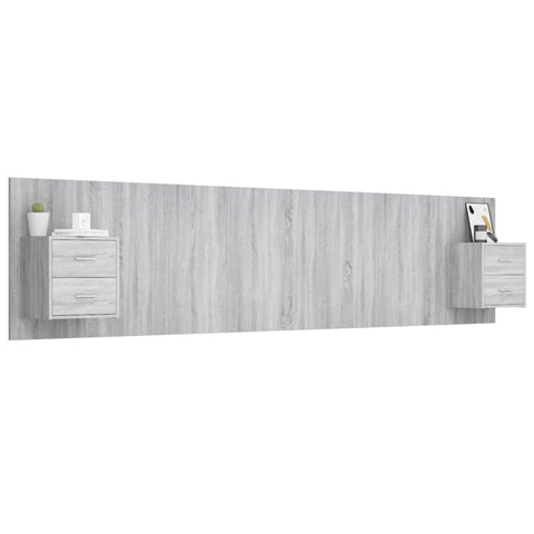 vidaXL Bed Headboard with Cabinets Grey Sonoma Engineered Wood