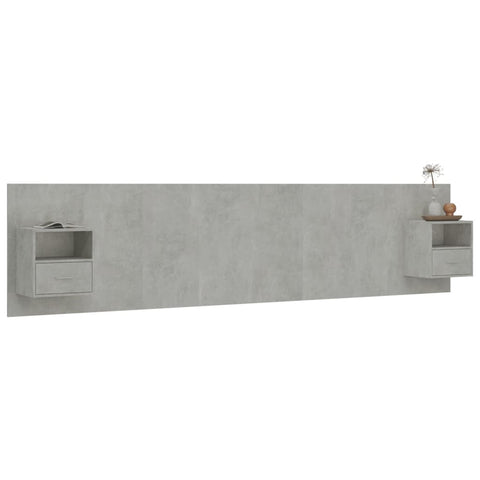 vidaXL Bed Headboard with Cabinets Concrete Grey Engineered Wood