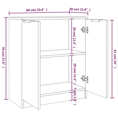vidaXL Sideboards 2 pcs Brown Oak 60x30x70 cm Engineered Wood