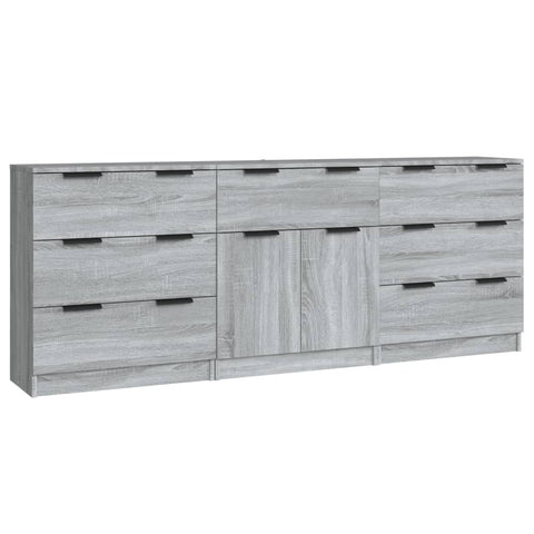 vidaXL 3 Piece Sideboards Grey Sonoma Engineered Wood