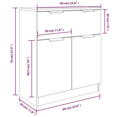 vidaXL 3 Piece Sideboards Brown Oak Engineered Wood